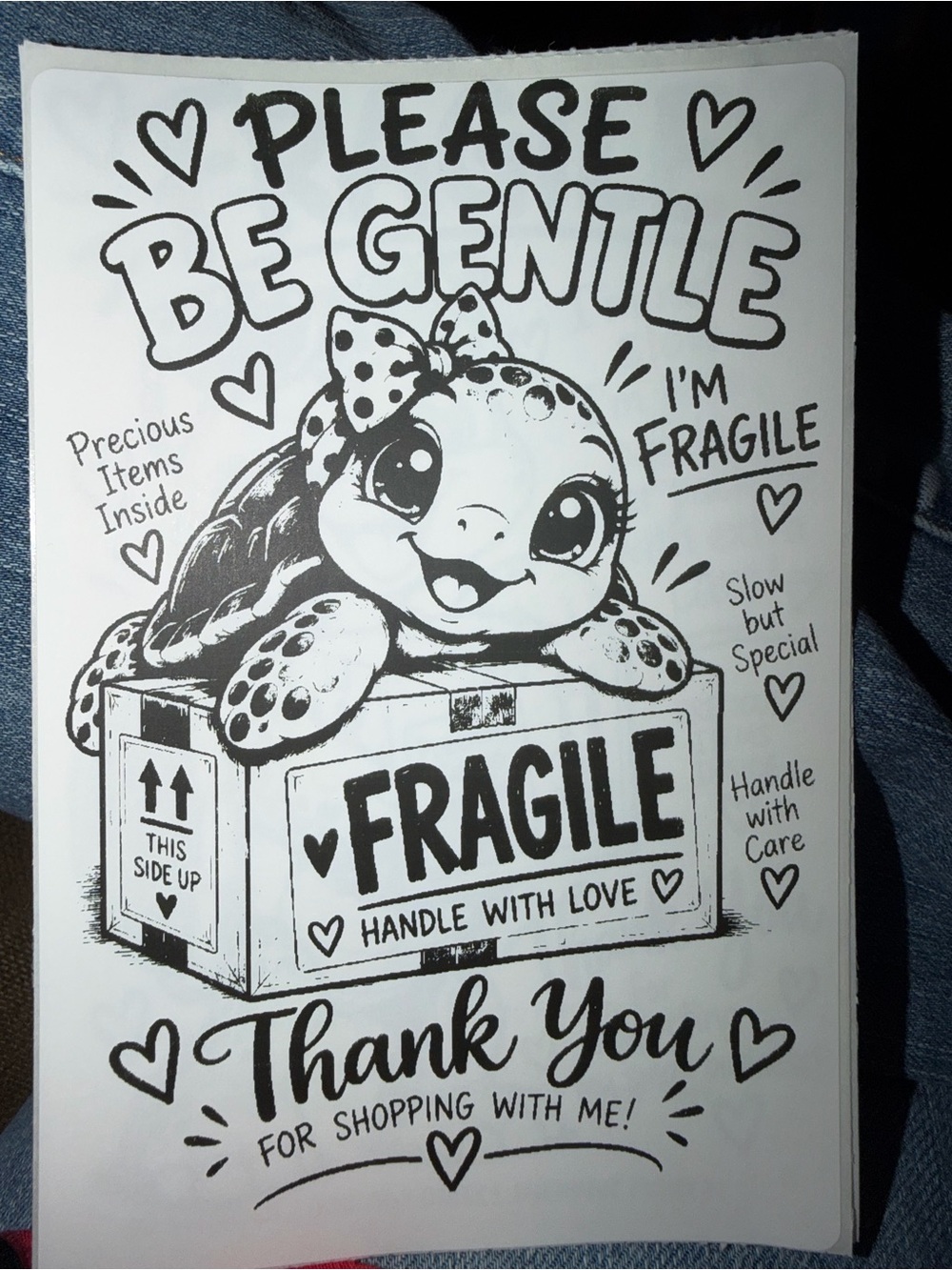 Fragile Turtle Sticker 50 count 4x6